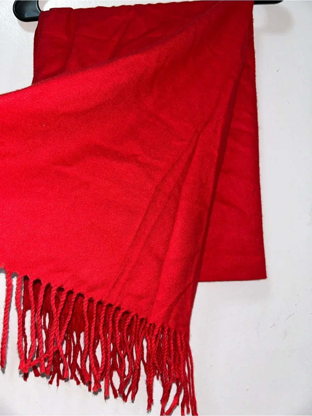 Red Fringe Scarf for Women - Classic Winter Accessory